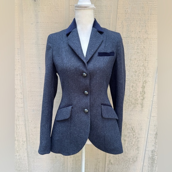 Stumper & Fielding Navy Wool Herringbone Custom Riding Jacket - Picture 1 of 14